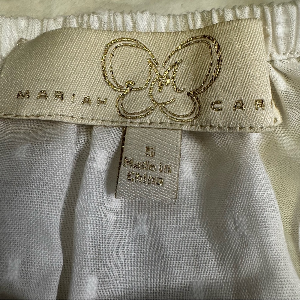 Mariah Carey Collection White Smocked Waist Top Size Small Swiss Dot Pattern NWT - Picture 4 of 10